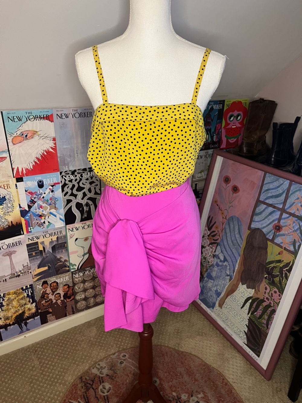Finders Keepers Hot Pink Tie-Front Mini Skirt